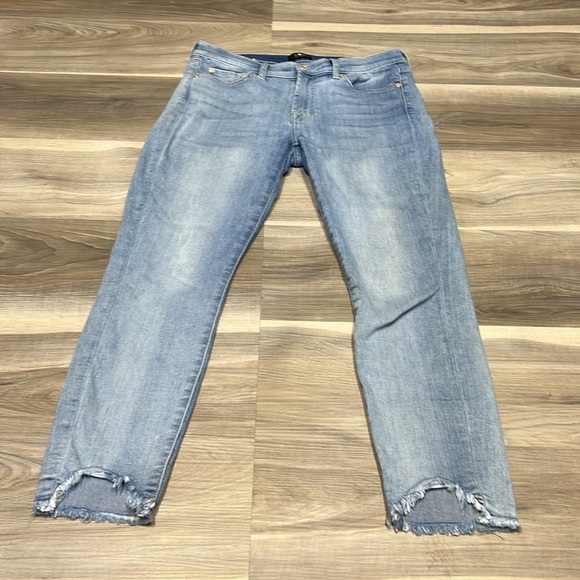 7 for All mankind blue denim straight leg crop jeans size 30 - Picture 1 of 10